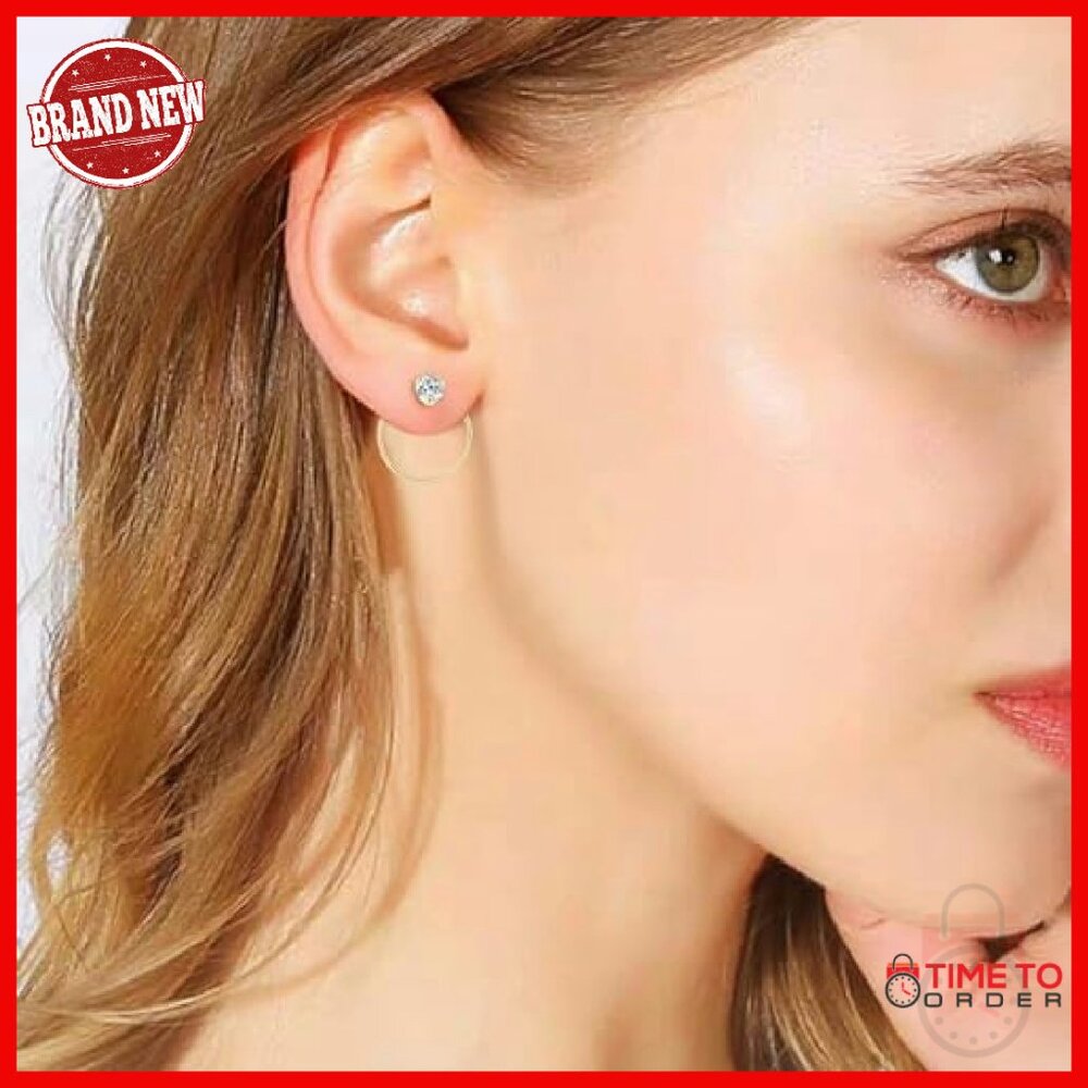 Sterling Silver Moissanite Threader Stud Earrings… - image 4